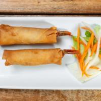 Crispy Shrimp Rolls (2) · Crispy shrimp roll fill with a whole shrimp served with fish sauce on side. One order will c...