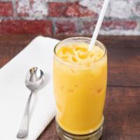 Mango Lassi · Sweet mango flavored yogurt drink.