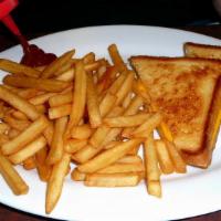 Grilled Cheese Fries · Melted American cheese, golden French fries, and crispy bacon between two slices of buttery ...