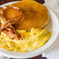 Hotcake Platter · Three hotcakes with your choice of breakfast meat and egg.