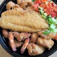 Seafood Salad · Calamari, scungilli, shrimp, and scallops.