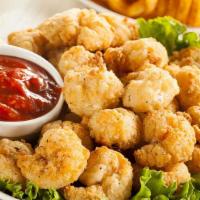 Prawn Popcorn · Tempura battered with mild spices and fried.