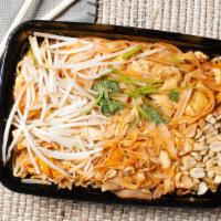 Pad Thai Noodles · Stir fried thin rice noodles, bean sprouts, scallion, egg, tofu and crushed peanut.