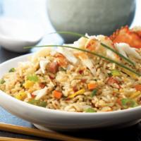Crab Fried Rice · Crab meat, egg, onion, carrot, peas.