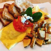 Greek Omelet · Spinach, tomato, feta cheese