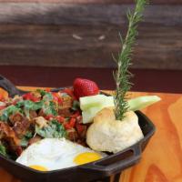 Hh Famous Meatloaf Hash · Roasted red peppers, spinach and smoked mozzarella.