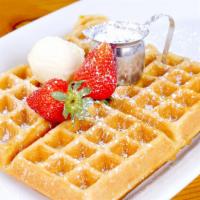 Vanilla Waffle  · South Bend Indiana Recipe Batter 
Vanilla Waffle with Syrup  & Butter