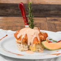 Andy'S Famous Sage Fried Chicken Benedict · Fresh split buttermilk biscuit with fresh tomato, spinach, smoked bacon, griddled mozzarella...