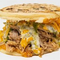 Rumbera · Gluten free. Loaded with pulled pork and Cheddar cheese, dressing with avocado sauce and gar...