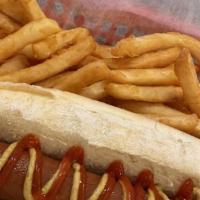 Hotdog With French Fries · Comes with ketchup Onion and Tomato