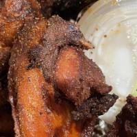 Mumbo Wings · 8 Jumbo Chicken Wings, brined and marinated, smoked and fried. Topped with scratch made Mumb...
