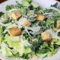 Salad - 1/2 Kale Caesar · Boston lettuce, baby kale, shaved fennel, Grana Padano cheese, brioche-herb croutons, citrus...
