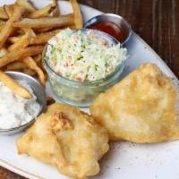 Beer-Battered Fish & Chips · White cod, creamy coleslaw, natural cut fries, tartar sauce