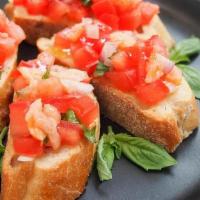 Bruschetta · Toasted Italian bread with diced fresh tomatoes, red onions, garlic, fresh basil and extra v...