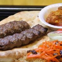 A-7 Shami Kabob · Ground Beef delicately spiced broiled on a skewer