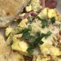 Hunter'S Scramble · Scrambled eggs with olympia provisions sweetheart ham and beecher's flagship cheese. Served ...