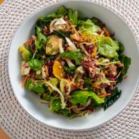 Spicy Southern Not Fried Chicken Salad · Gluten-free. Red leaf lettuce, kale, radicchio, salt, and pepper grilled chicken, red onion,...
