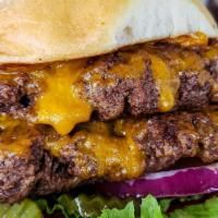 I Ate The 2 Lb. Burger Challenge · Two pounds of well seasoned ground beef, cheddar cheese, green leaf lettuce, juicy tomatoes,...
