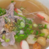 Guay Teaw Moo · Your choice of Rice stick noodle, Bean thread noodle, or Flat rice noodle w/ fresh pork slic...