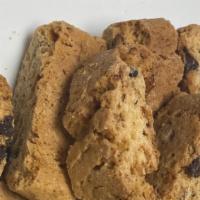 Chocolate Hazelnut Biscotti · Contains nuts. All butter biscotti made with caramelized hazelnut and micro chocolate chips....