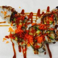 Tiger Roll · Double shrimp tempura, avocado, eel sauce and masago.