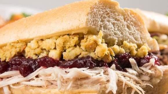 Leftovers · Stuffing, mayo, cheese, cranberry sauce.