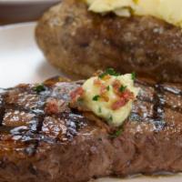 Ny Strip (16Oz) · 16 oz.New York Strip, Certified Black Angus, seven spice seasoned, grilled and served with l...