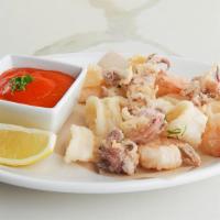 Fritto Misto · squid and shrimp lightly fried, bell pepper aioli