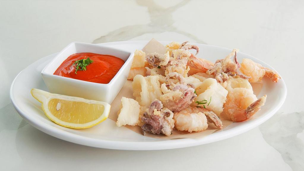 Fritto Misto · squid and shrimp lightly fried, bell pepper aioli