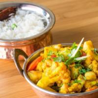 Aloo Gobi · Cauliflower and potatoes cooked with Himalayan spices.