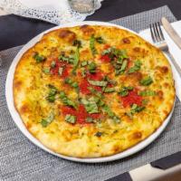 Nonna'S Pesto Crust Gourmet · Pesto infused crust with mozzarella, tomato sauce, and basil.