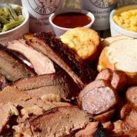 Family Style 2 · Six or more. 3 lb. of meat (your choice), three pint sides.
