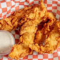 Chicken Strips · Fried in our house seasonings, beer battered,
or grilled with your choice of sauce.