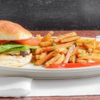 Classic Burger · Char-grilled handmade patties served with lettuce, tomato, and hand cut fries. Served on a f...