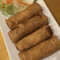 A2 Vietnamese Spring Rolls · Two rolls per order. crispy spring rolls with pork, shrimp, vermicelli, and vegetables rolle...
