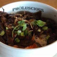 V1 Grilled Lemongrass Pork · Served on soft rice vermicelli with bean sprouts, cucumbers, lettuce, and asian basil. toppe...
