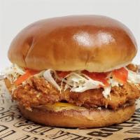 Pk Spicy Chicken Sandwich · Spicy, crispy and juicy panko breaded chicken breast, topped with savory house made coleslaw...