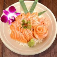 Donburi - Salmon Don (Bowl Only) · Fresh salmon sashimi over rice with the salmon row.
