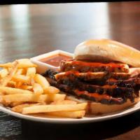 Two Meat Sandwich · Choice of  pulled pork, turkey, smoked chicken, or sausage