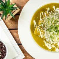 Enchiladas · Mole, red or green sauce. Served with corn tortillas stuffed with chicken, fresh cheese, oni...