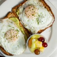 Avocado Toast · Vegetarian. Multigrain toast, mashed avocado, and poached egg.