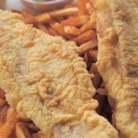 Fried Catfish & Fries Platter · Fried Catfish and BBQ fries