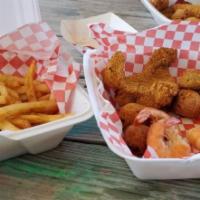 Acadian Sampler · Two eight ounces cajun style crab clusters, half-pound Louisiana boiled crawfish, half-pound...