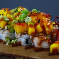 Mango Lover Roll · Crab, Cucumber, & Avocado Roll w/Mango Topping
