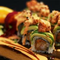 Red Dragon Roll · Shrimp Tempura & Spicy Tuna Roll w/ Avocado & Spicy Tuna Topping