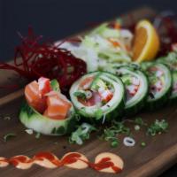 Nature Roll [No Rice, No Seaweed] · Salmon, Tuna, Red Snapper, Avocado, & Crab Wrapped in Cucumber