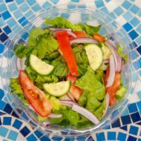 House Salad · Romaine lettuce, cucumbers, tomatoes and sliced red onion