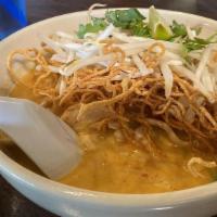 Kao-Soy · Crispy yellow noodles drizzled with our sweet creamy coconut sauce.