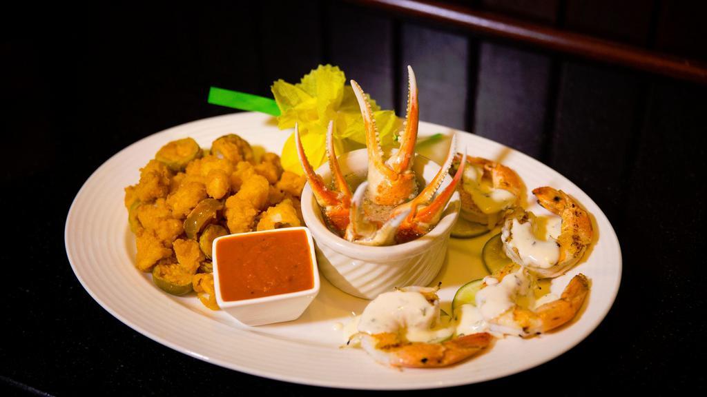 Chef' Seafood Assortment For 4 · 4 Tequila Shrimp, 4 Crab Claw Scampi, Fried Calamari