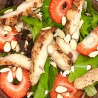 Grilled Chicken Salad · Grilled Mesquite Chicken, Strawberry, Almonds